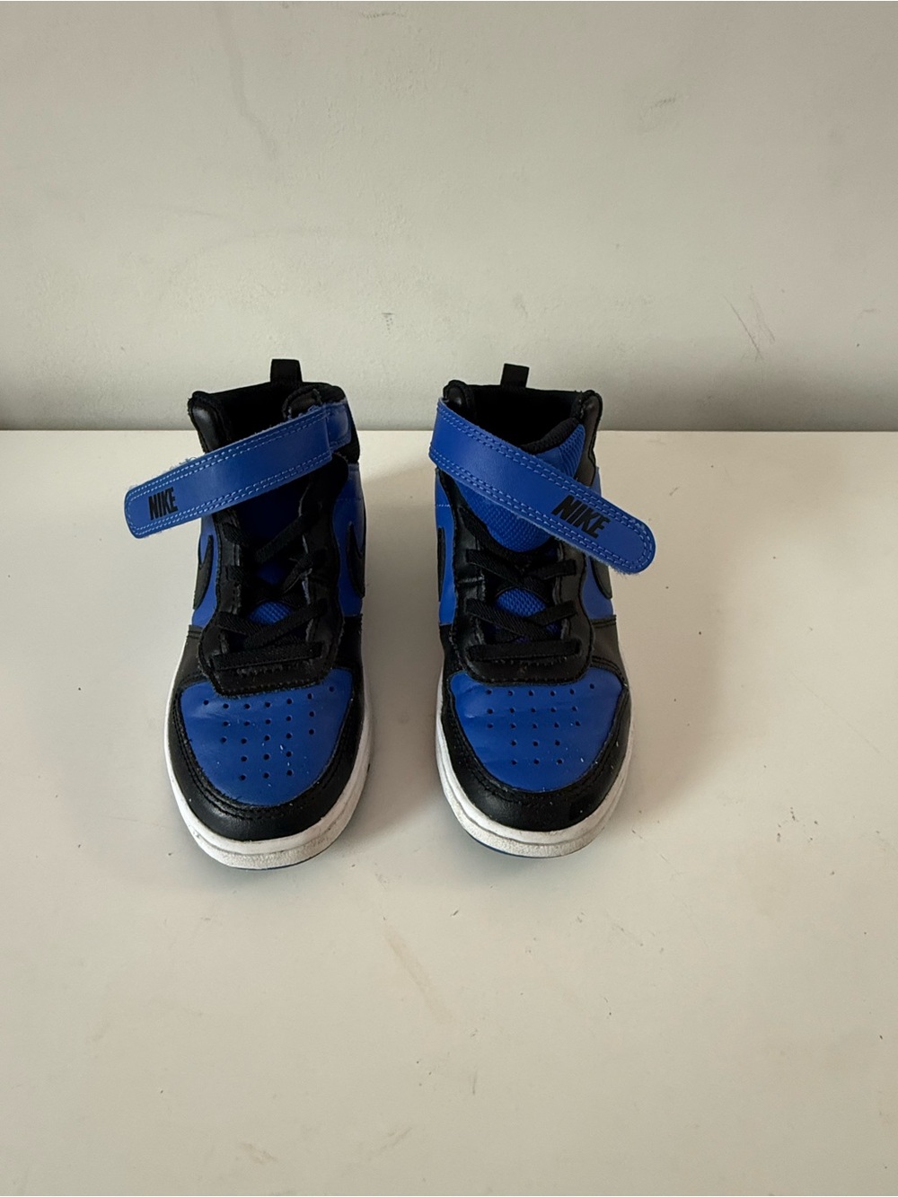 Nike Kids High-Top Sneakers in Black and Blue with Velcro Strap